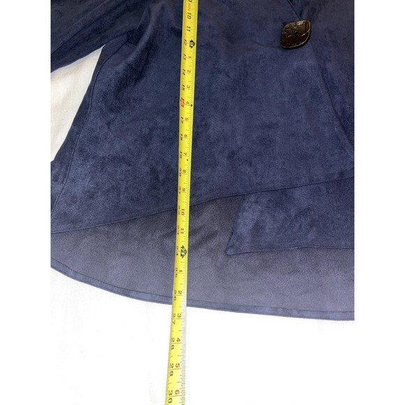IC By Connie K Sz Large Navy Blue Asymmetrical Jacket Faux Suede Oversized Look - Picture 4 of 5